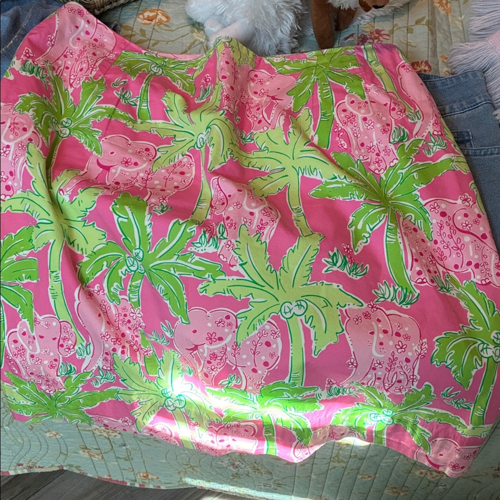 Lilly Pulitzer Pink and Lime Palm-Print Skirt